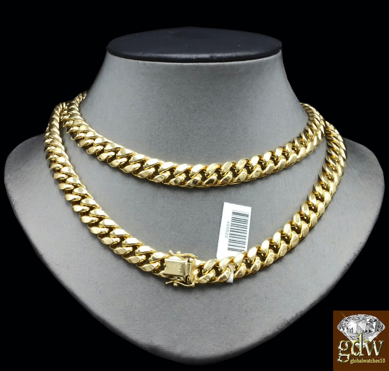 Real 10k Gold Miami Cuban Chain necklace 10mm 22 Inch Box Lock Strong Men