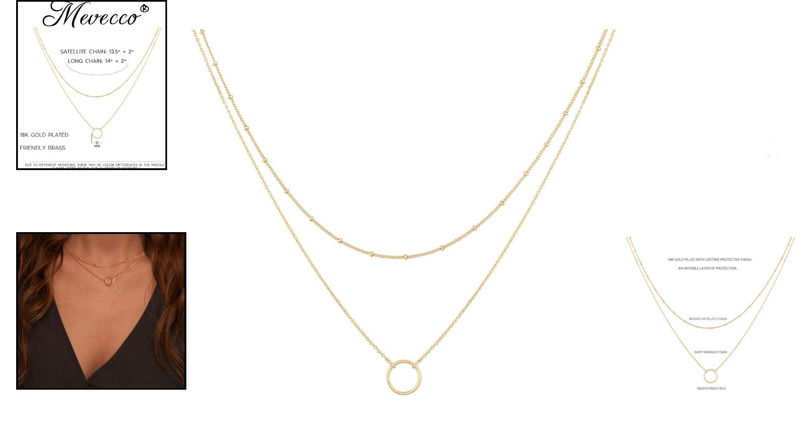 Versatile Heart Charm Layered Necklace – 18K Gold Plating & Adjustable Length