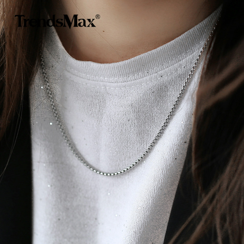 16″-30″ Mens Stainless Steel Curb Cuban/Box Chain Necklace Choker 2/3/5/7/9/11mm