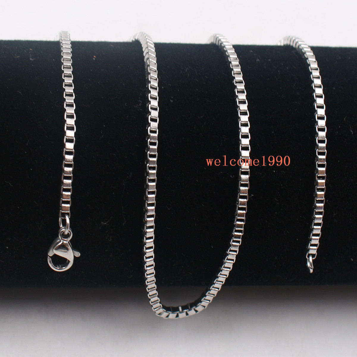 A dozen（12pcs) Box Link Chain Stainless steel Necklace Silver 18”-32” in bulk