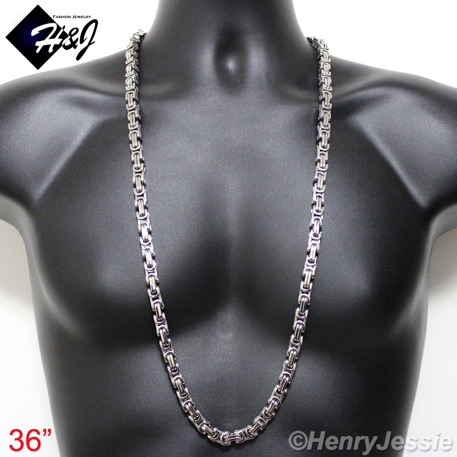 18-40″MEN’s Stainless Steel HEAVY WIDE 9mm Silver Byzantine Box Chain Necklace