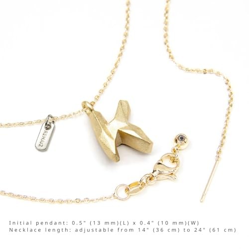 Renaiz Geometric Gold Initial Necklaces for Women, 14-24 inches, Yellow