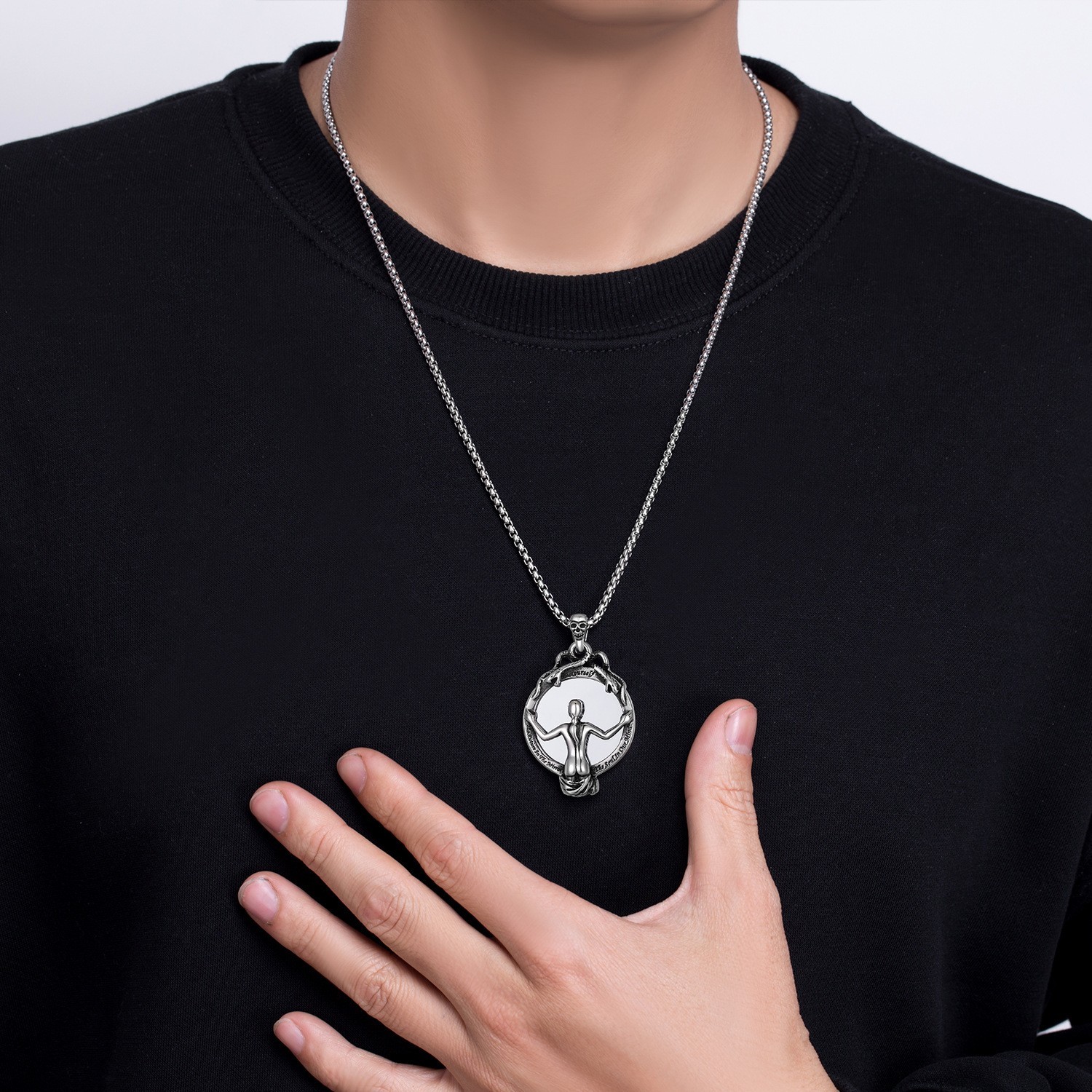 Men’s Stainless Steel Sexy Women Girl Necklace Pendant Hip-Hop Jewelry Gift