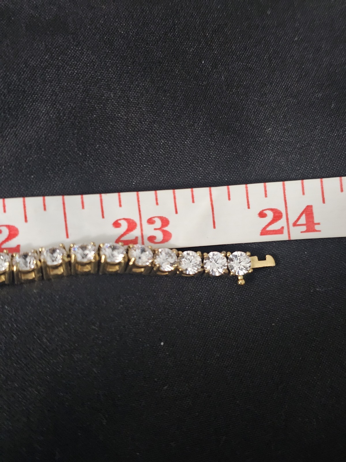 24in.4mm gold stainless Steel Tennis Chain Necklace w/prong set CZs wBox lock
