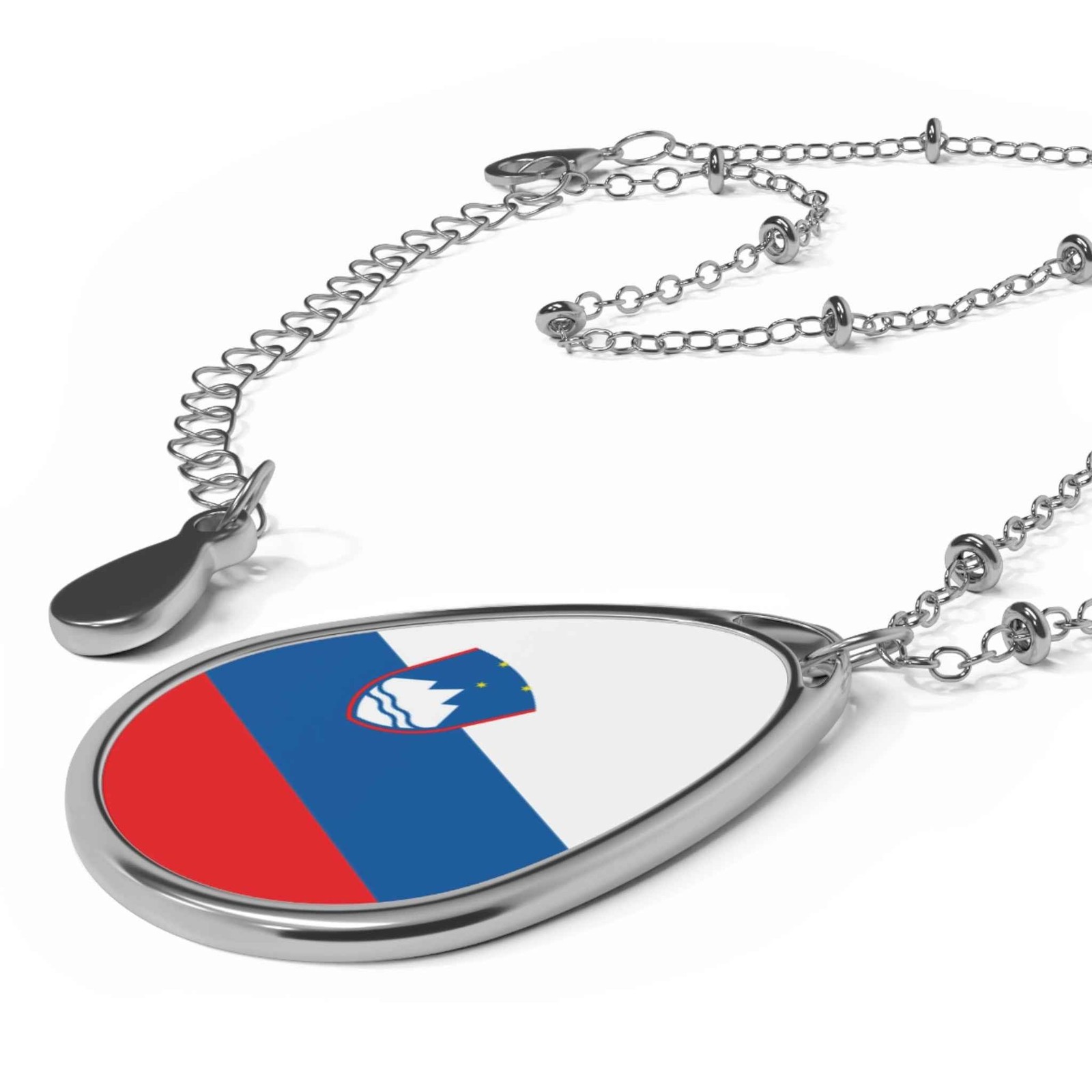 Slovenia Flag Necklace – Oval Heritage Pendant – One Size / Silver