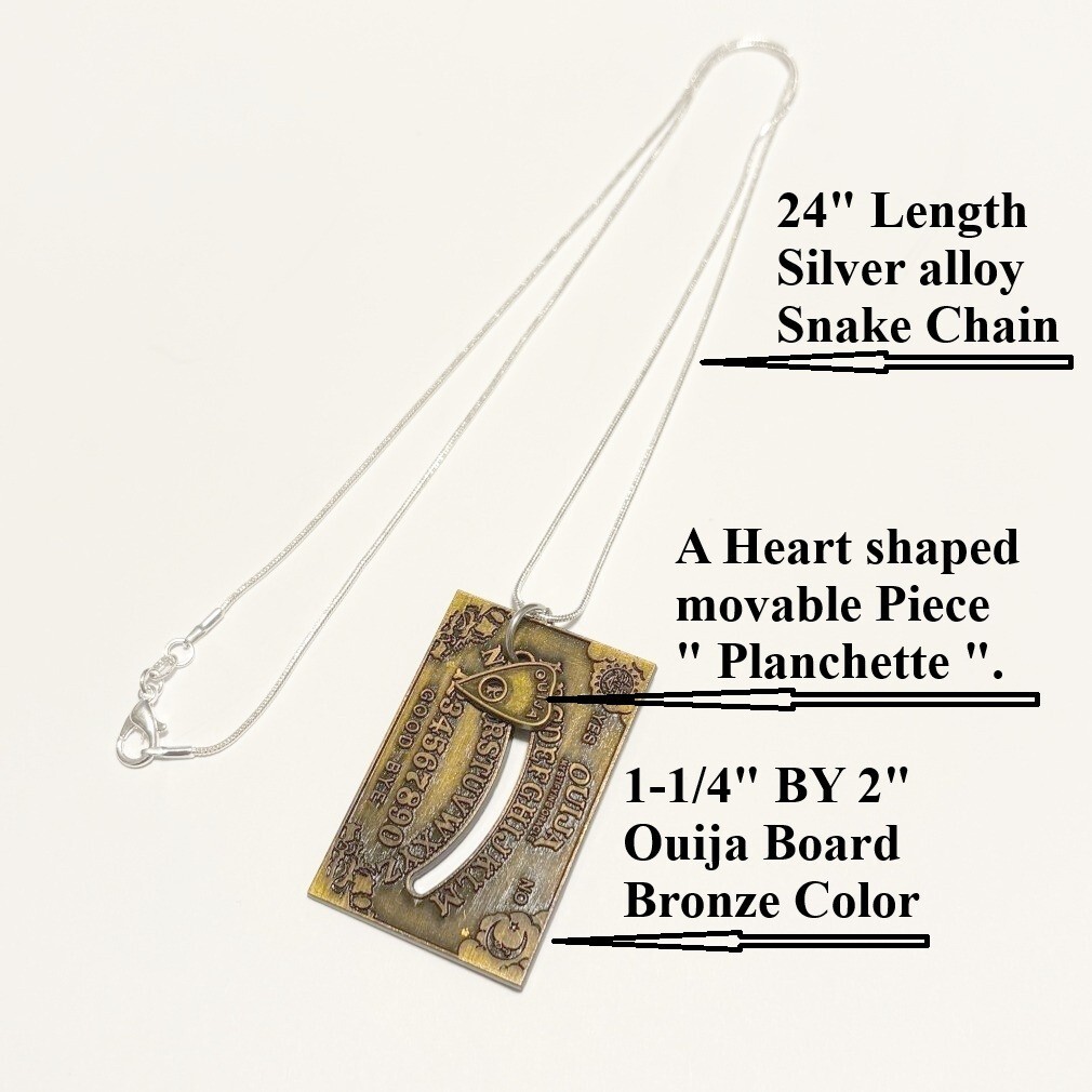 Movable Planchette Ouija Board 24″ Silver Alloy Snake Chain Design.