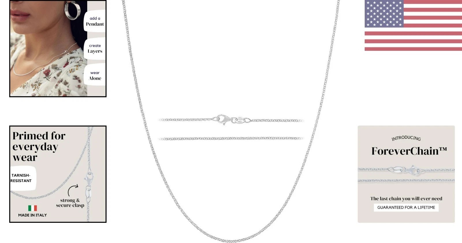 Luxury 925 Sterling Silver Cable Chain – 1.6mm Design for Women, Multiple Sizes