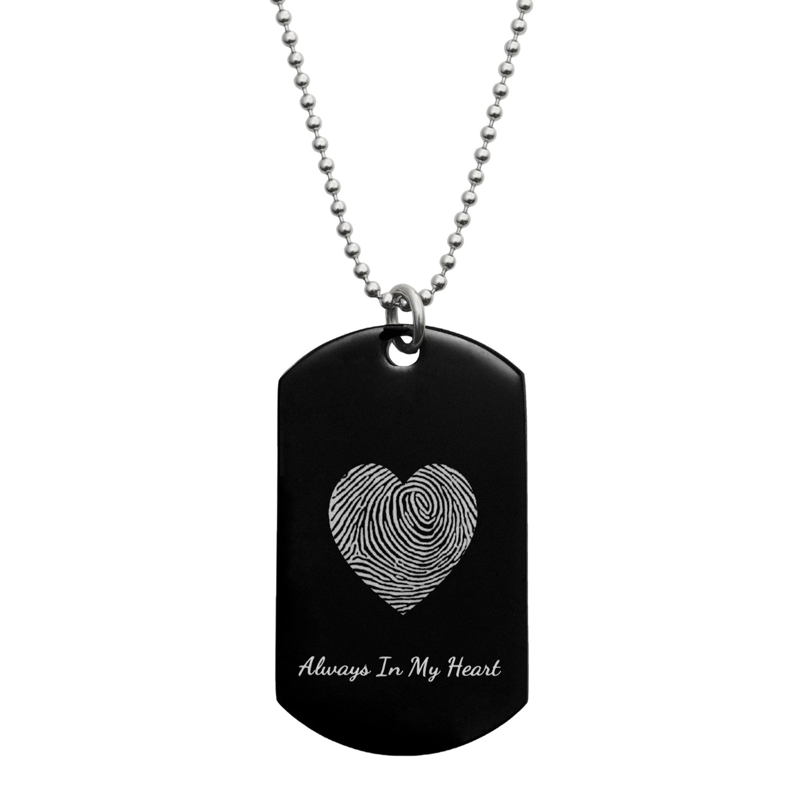 Stainless Steel Personalized Fingerprint Text Engraving Custom Dog Tag Necklace