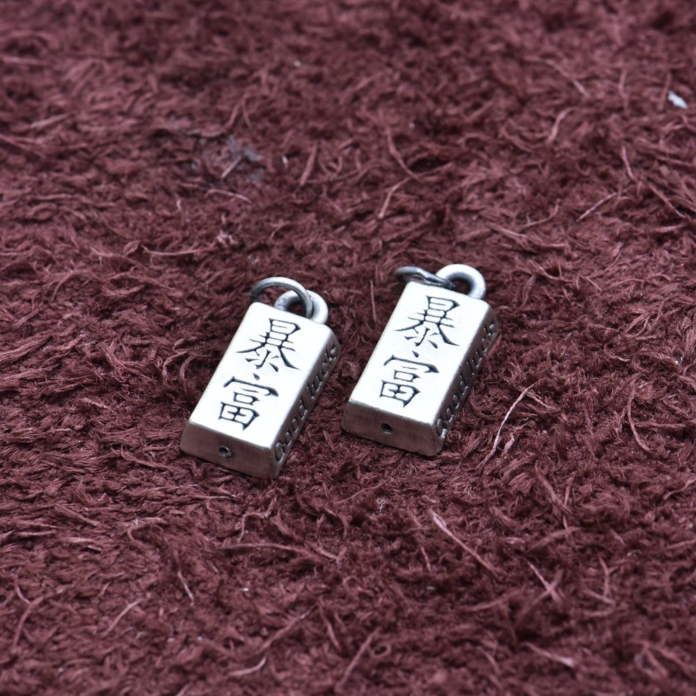 9mm *18mm Pure 999 Fine Silver Bar Pendant Thai Silver Fine Jewelry 1.2 grams