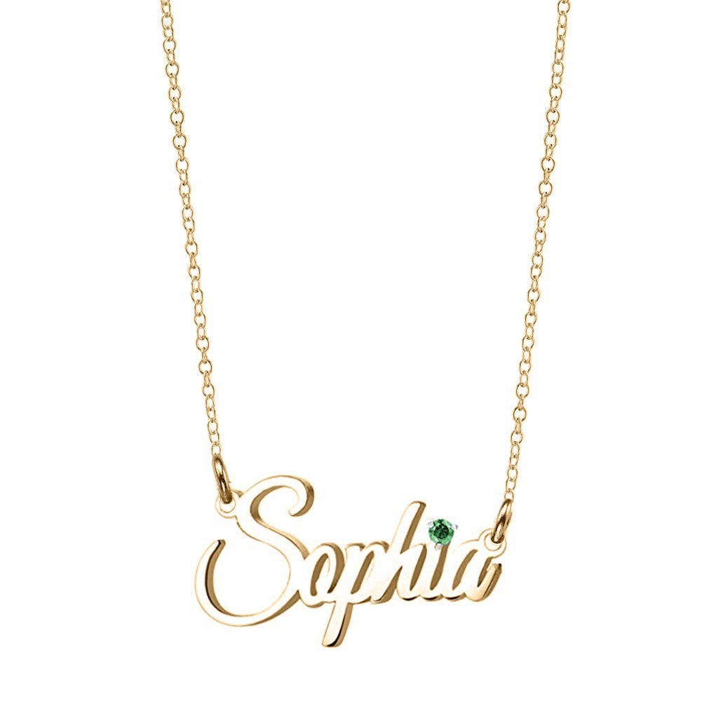 Personalized Name Pendant Necklace with Birthstone Custom Jewelry for Women