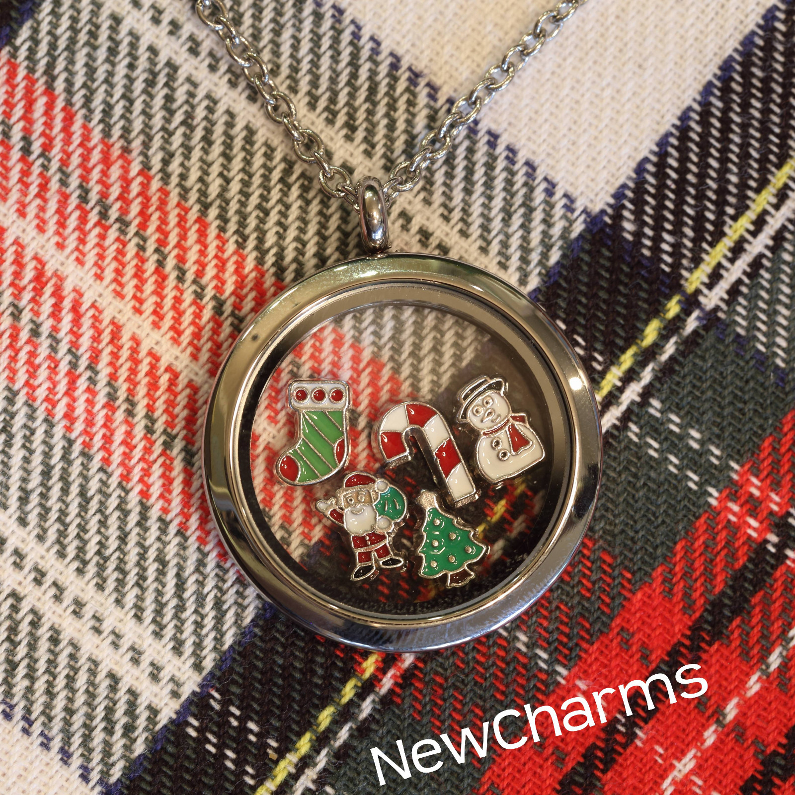 Holiday Floating Living Locket, Necklace & 5 Living Locket Charms Christmas Gift