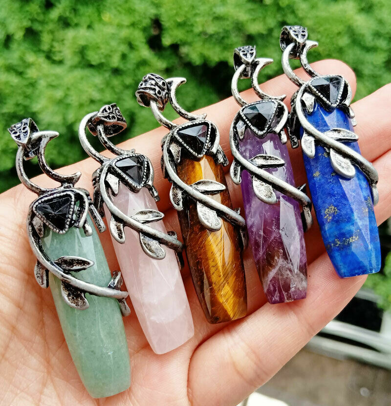 10pcs Amethyst Obsidian Vary stone Faceted Pendants Chakra Reiki Healing Amulet