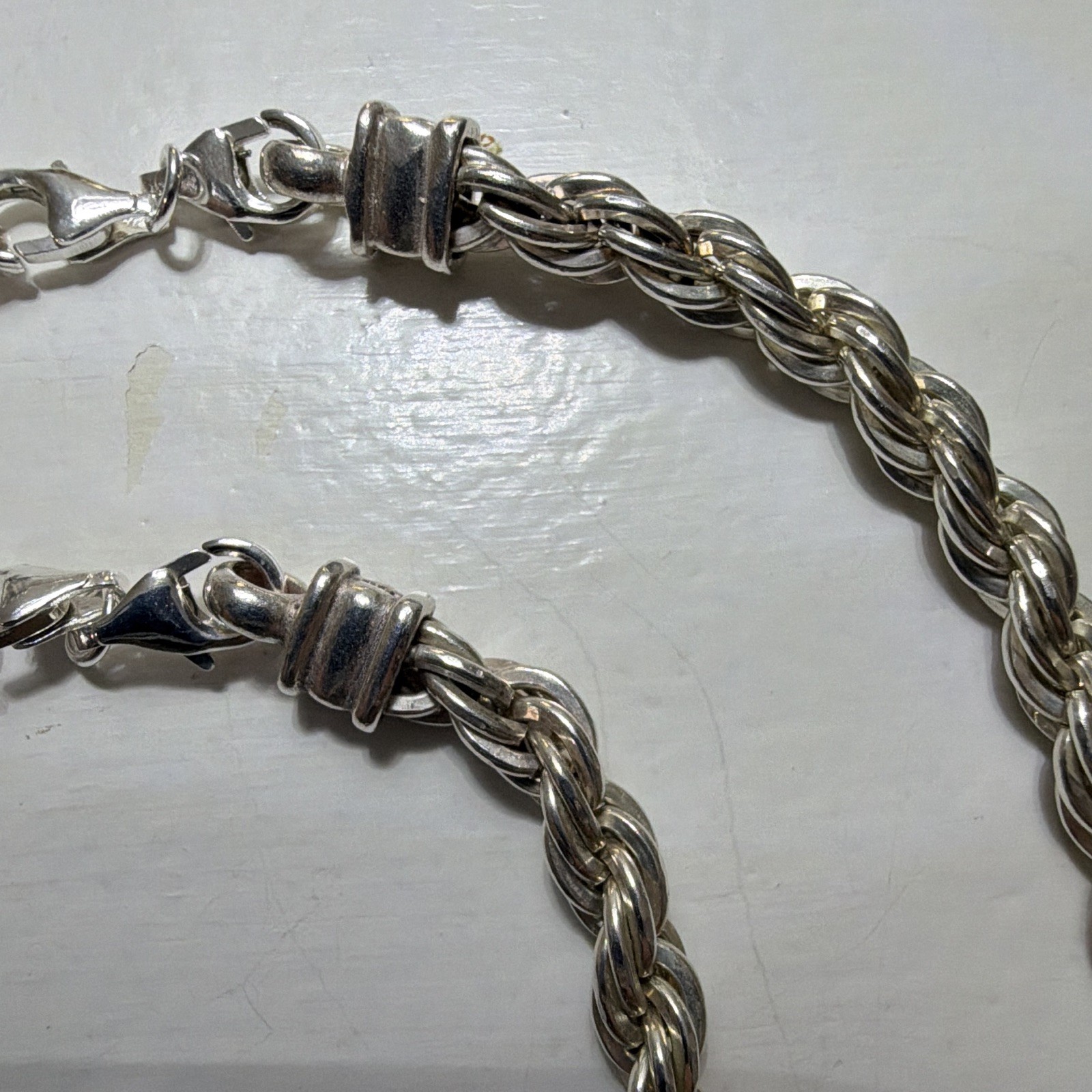 Vintage Sterling Silver 23 1/2” (46g) & 17 1/2” (34g) Heavy Rope Chain Necklaces