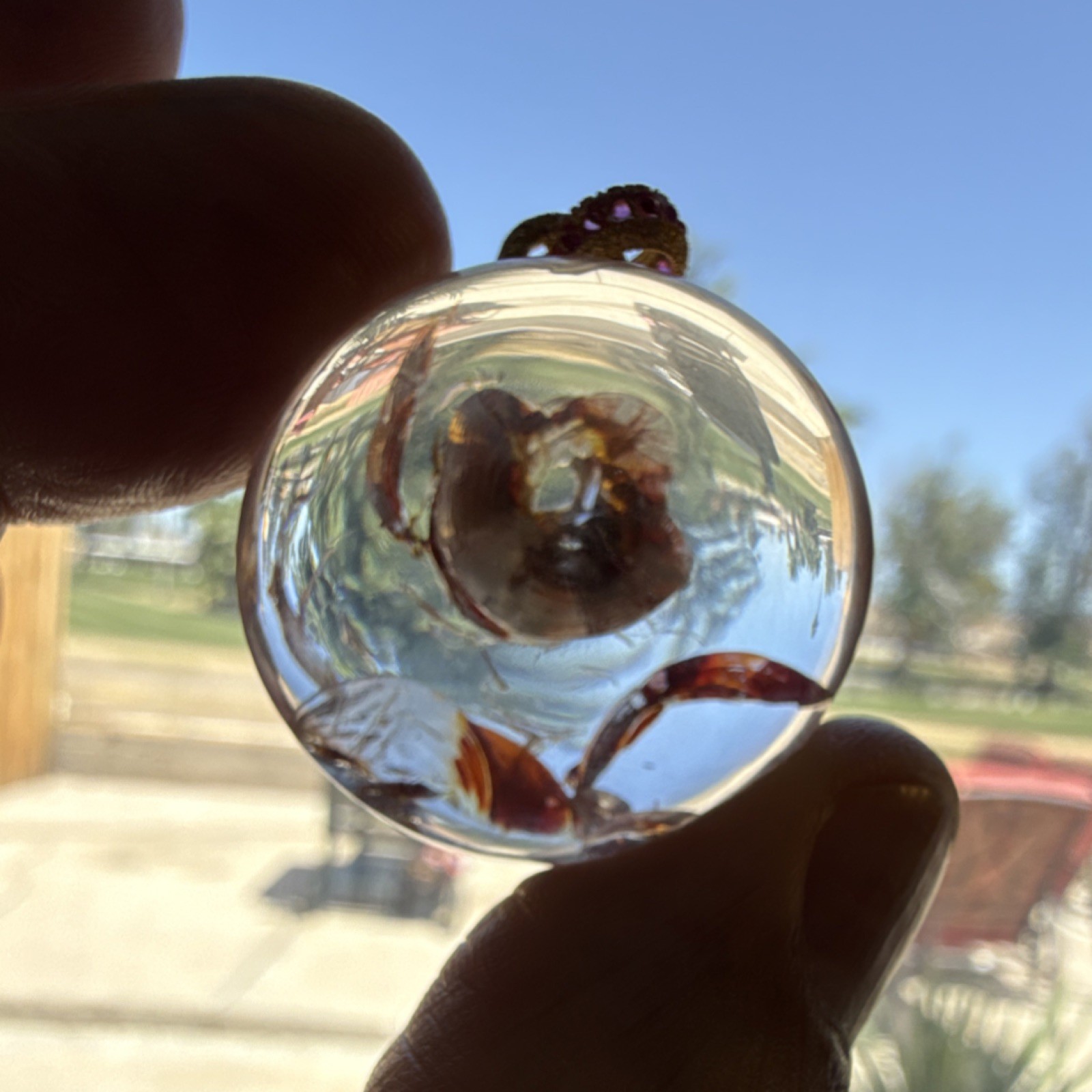 Natural Golden healer quartz pendant with a natural rose figure and 925 bail