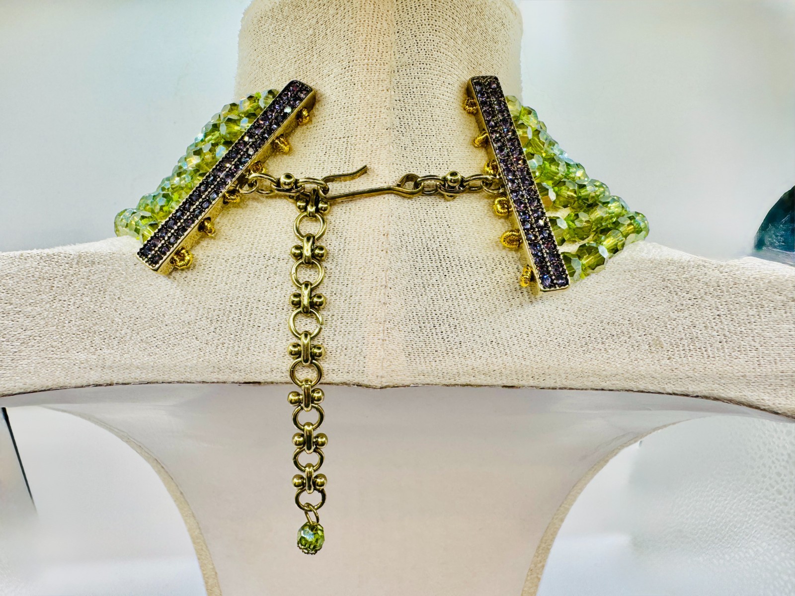 HEIDI DAUS Swarovski’s Peridot Crystal Beads Statement Necklace “Cala Lilly” NIP