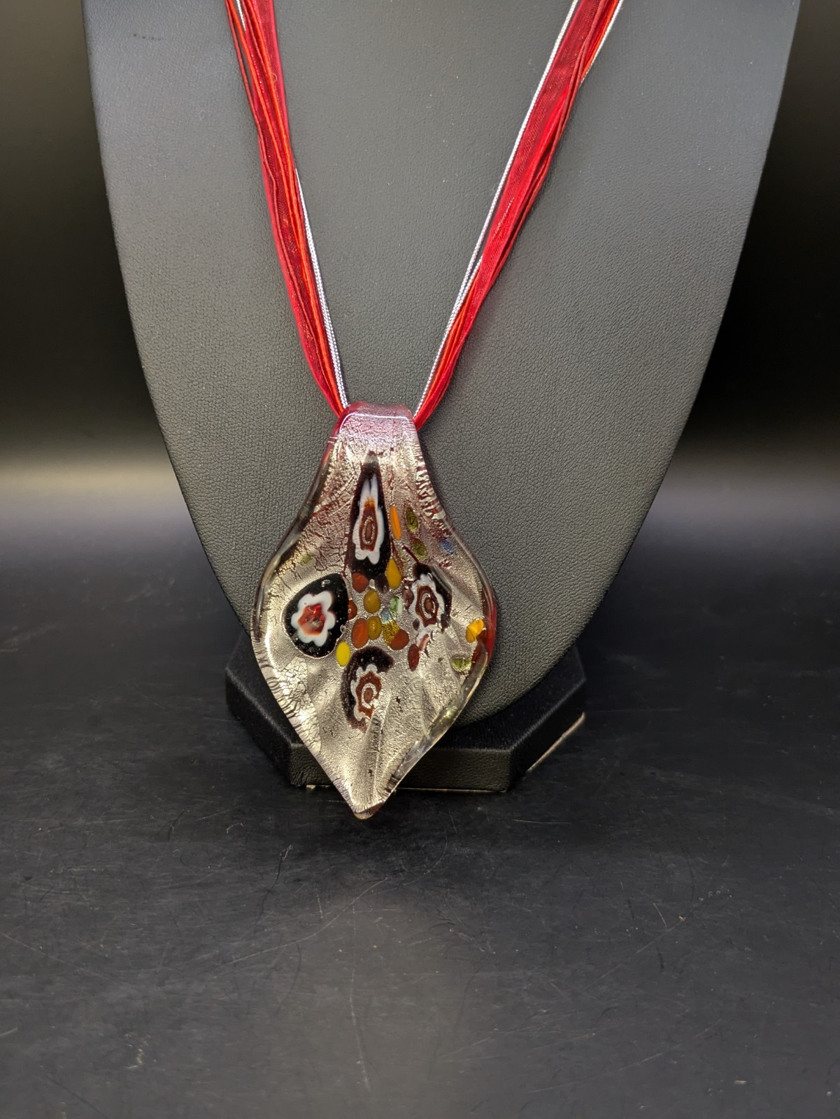 BNWT Murano Venezia Italy Glass Multi Coloured Necklace Large Pendant Boxed (CF)