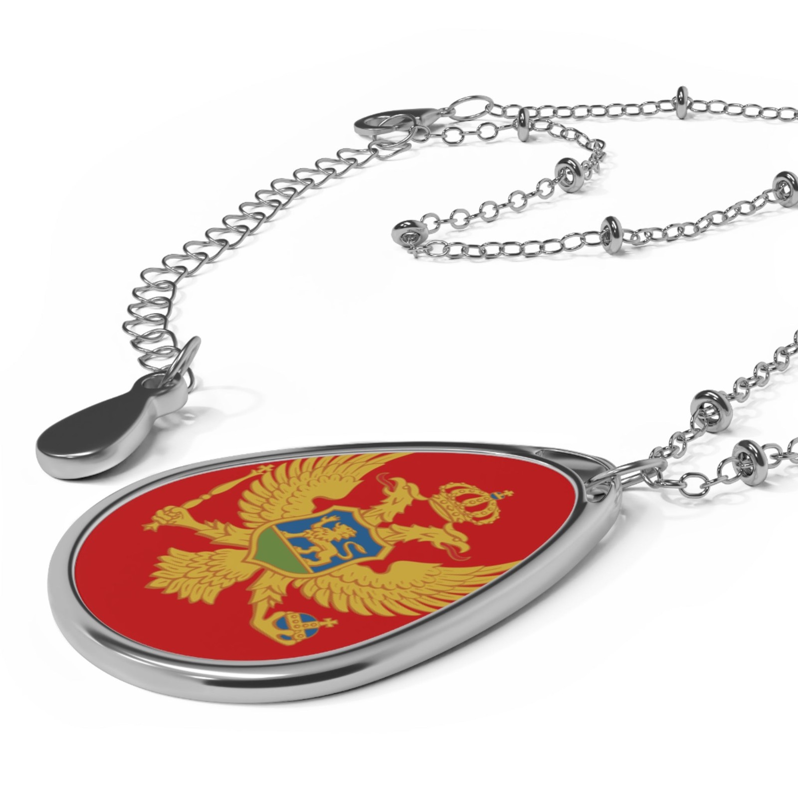 Montenegro Flag Oval Necklace – Montenegrin Heritage Jewelry – One Size /