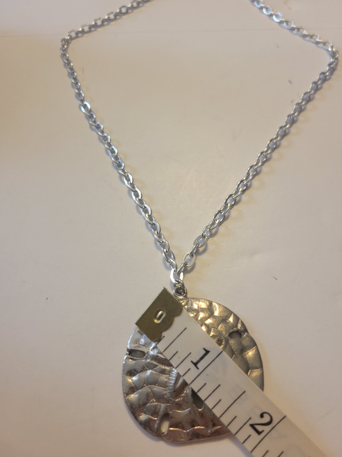 Vtg Sand Dollar Starfish Necklace Silver Tone Long Chain 16″ Beach Coastal