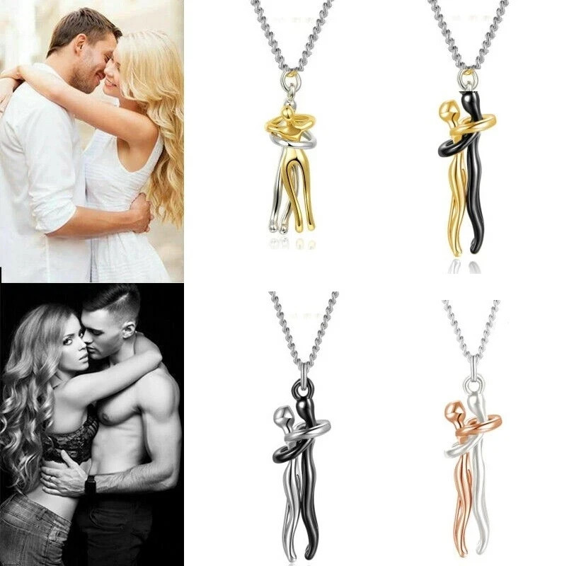 Affectionate Hug Couples Necklace Valentine’s Day Embrace Chain Unisex Jewelry