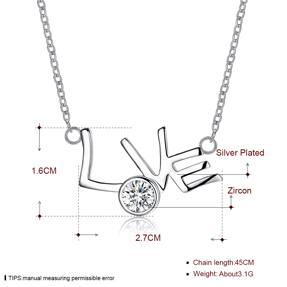 Elegant 925 Sterling Silver Filled Heart CZ Love Pendant Woman Necklace N-A593