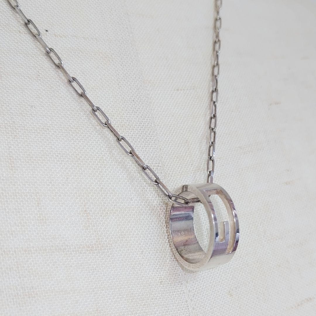 Excellent GUCCI Gucci G Logo Ring & Necklace 2 Set