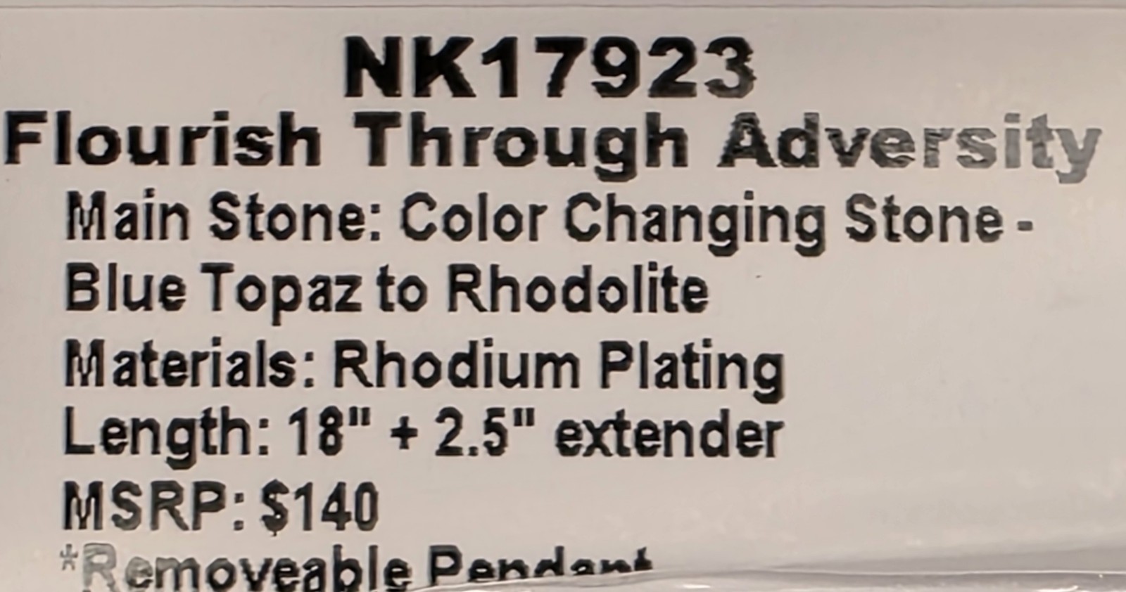 Mental Health Awareness Necklace, NK17923, Flourish Through Adversity-Rhodium
