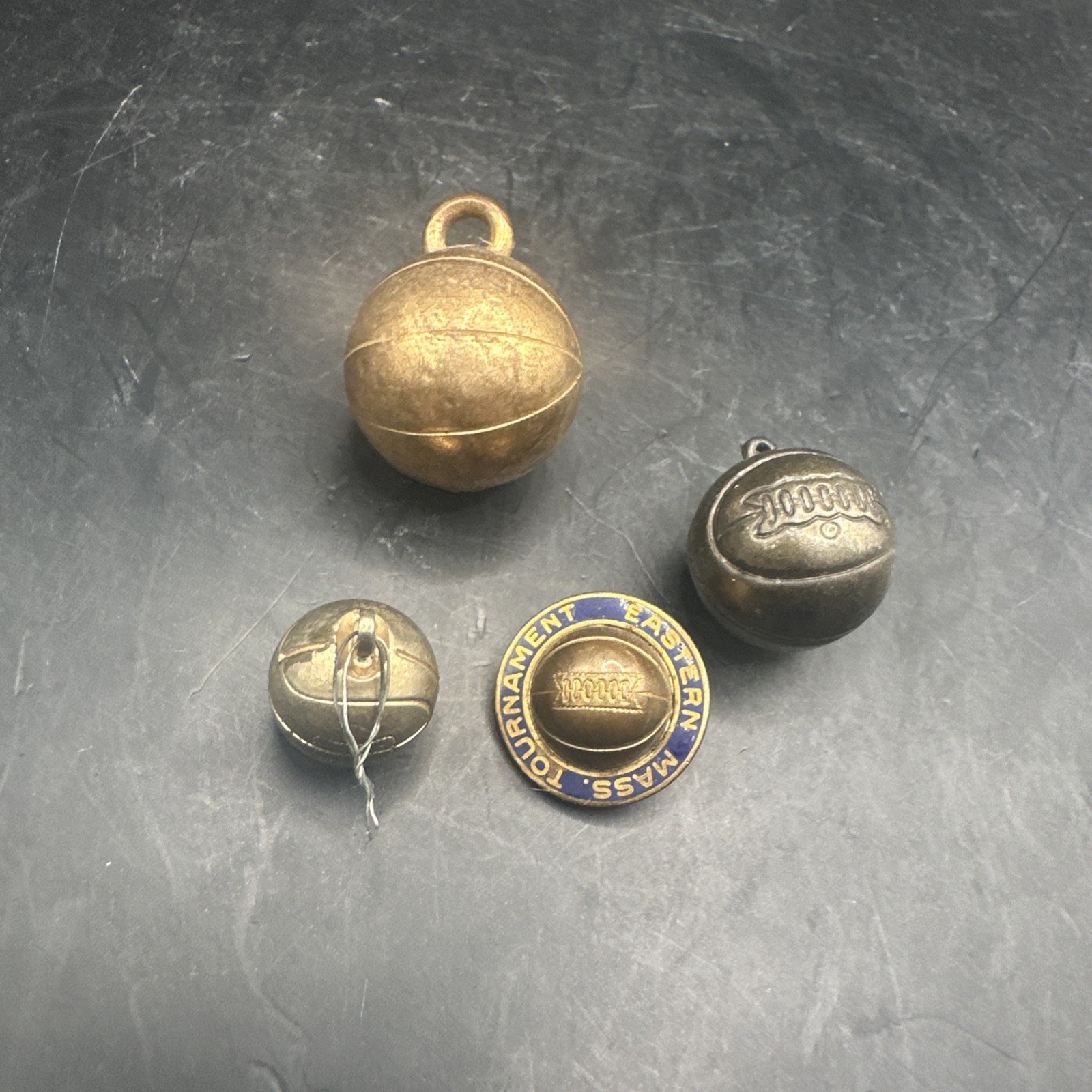 Set of 3 1950’s Basketball Necklace Charms And Vintage Pin