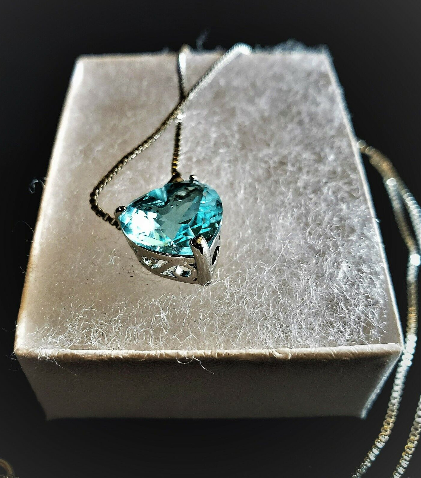 Birthday Gift Necklace Aqua Blue Heart