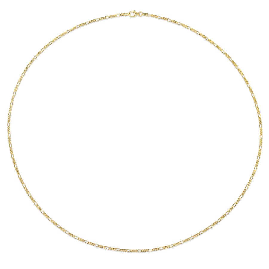 AMOUR 2.2mm Figaro Chain Necklace In Yellow Plated Sterling Silver, 24 In