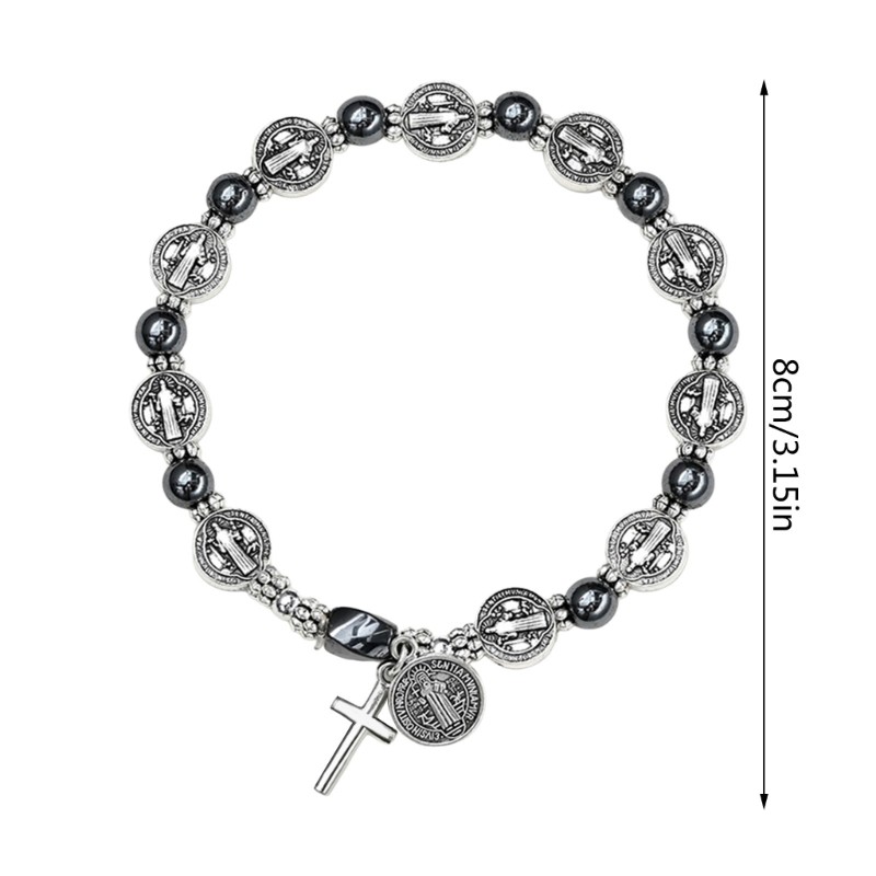 Simple Christian Crosses Bracelet Fashion Accessory Prayer Beads Unisex Adults