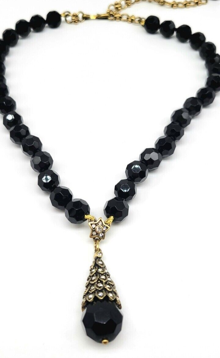 Heidi Daus Vintage Black Swarovski Crystal Christmas Tree Statement Necklace