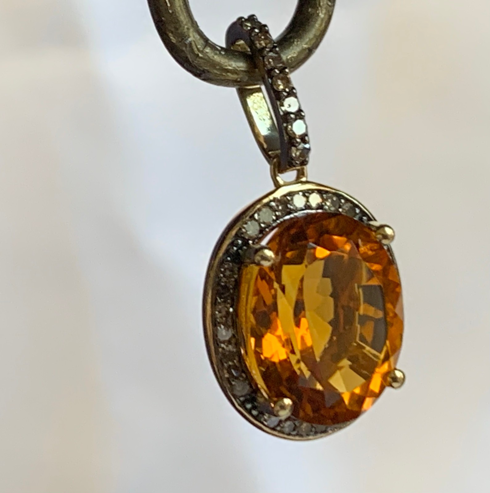 10K Yellow Gold Pendant 2.33g Fine Jewelry Citrine Color & Clear Charm *READ*