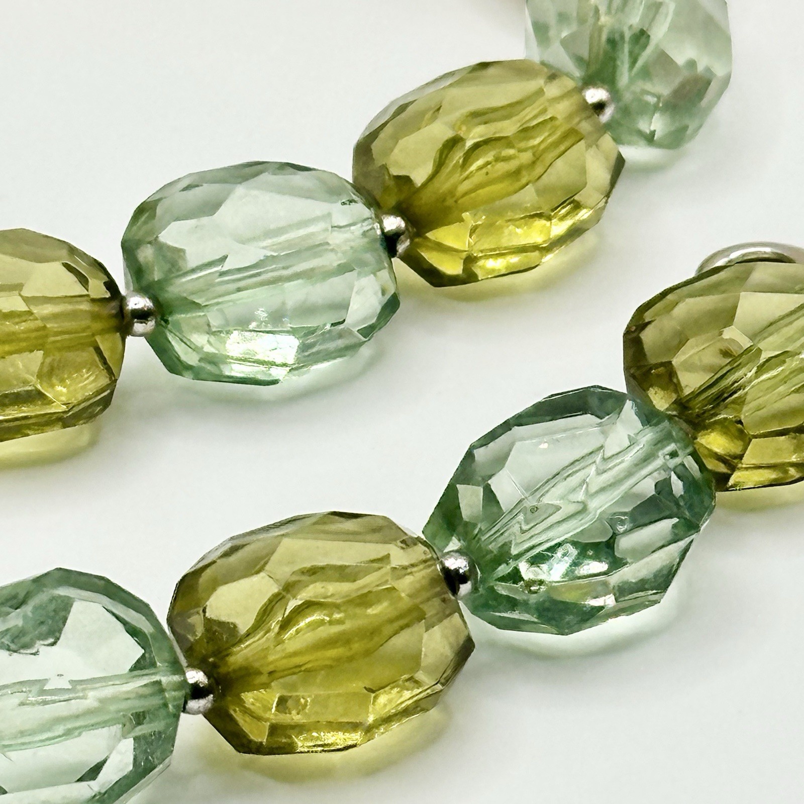 Dana Buchman Faceted Acrylic Green Bead Statement Necklace 17-20”