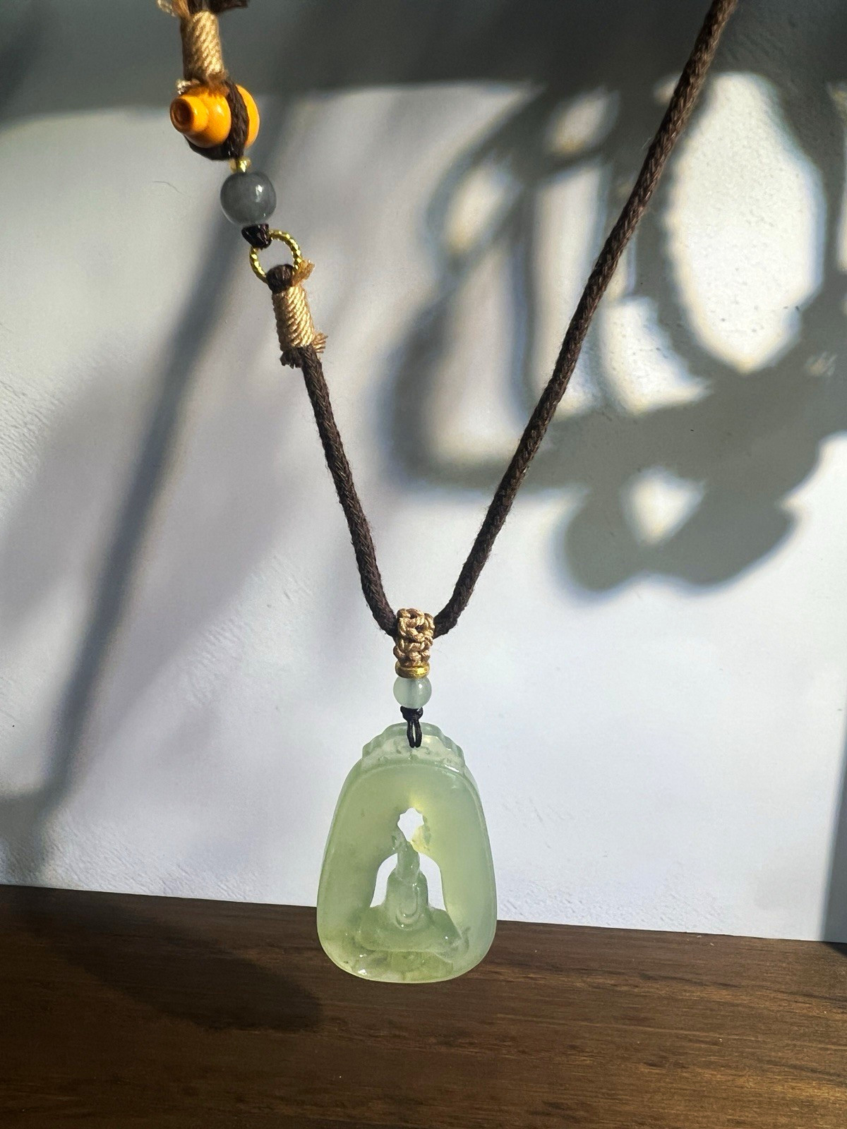 Natural sleeve jade no-phase Buddha hand-woven necklace