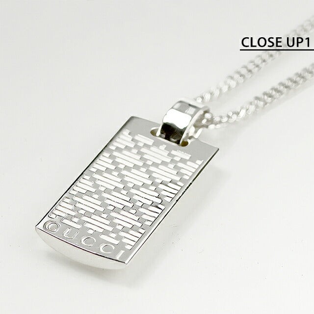 Gucci Necklace Men’s Women’s Brand GUCCI Diamante Plate Logo Silver
