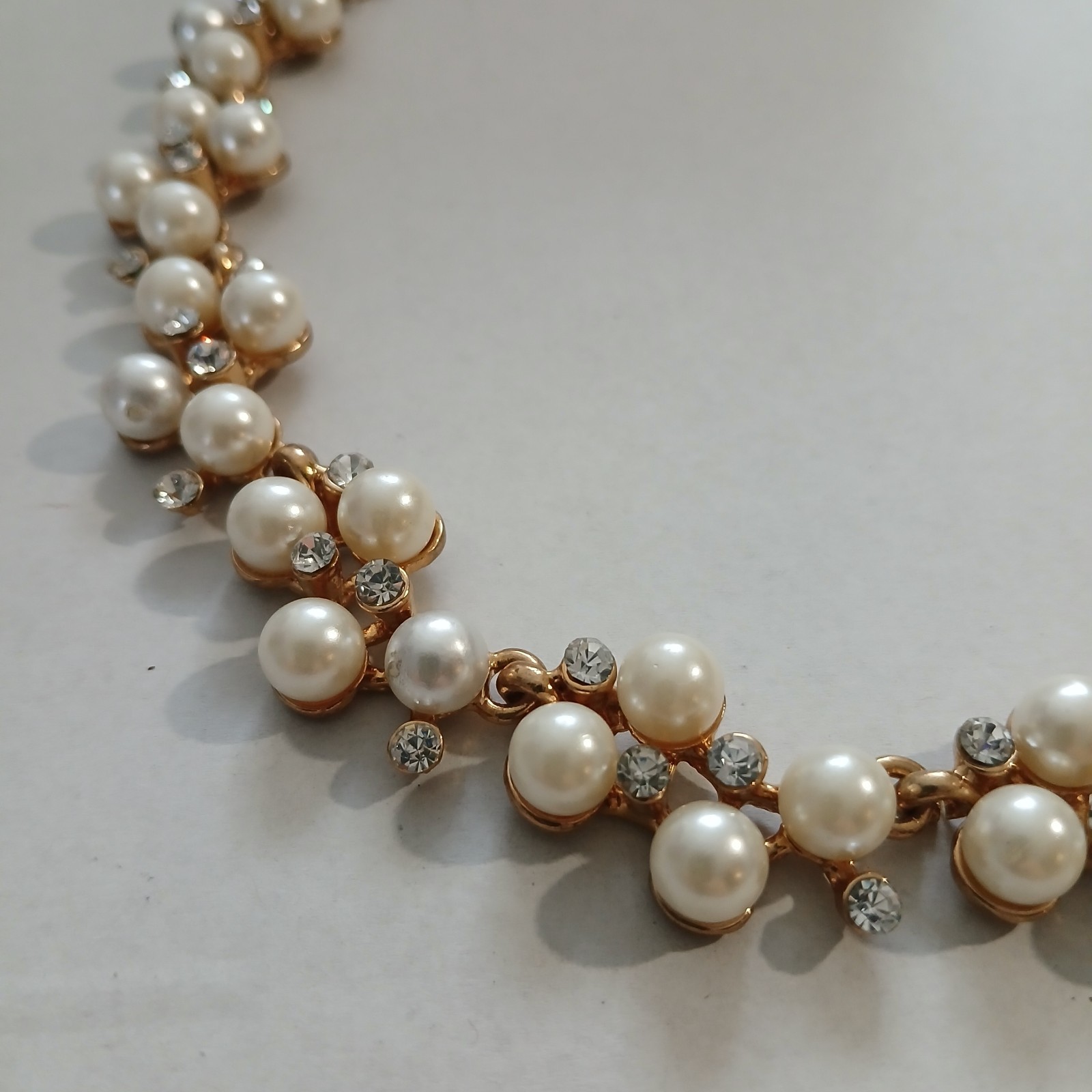 Betsey Johnson Faux Pearl and Rhinestone Cluster Collar Necklace Coquette…