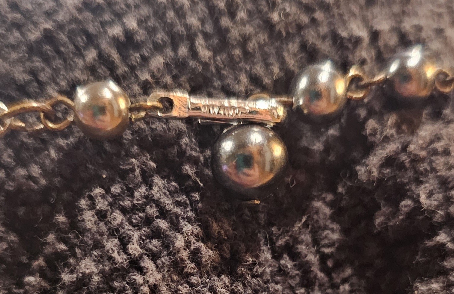 Vintage JAPAN Signed 3 Strand Metallic Gray Faux Pearl Graduated Stmnt Necklace
