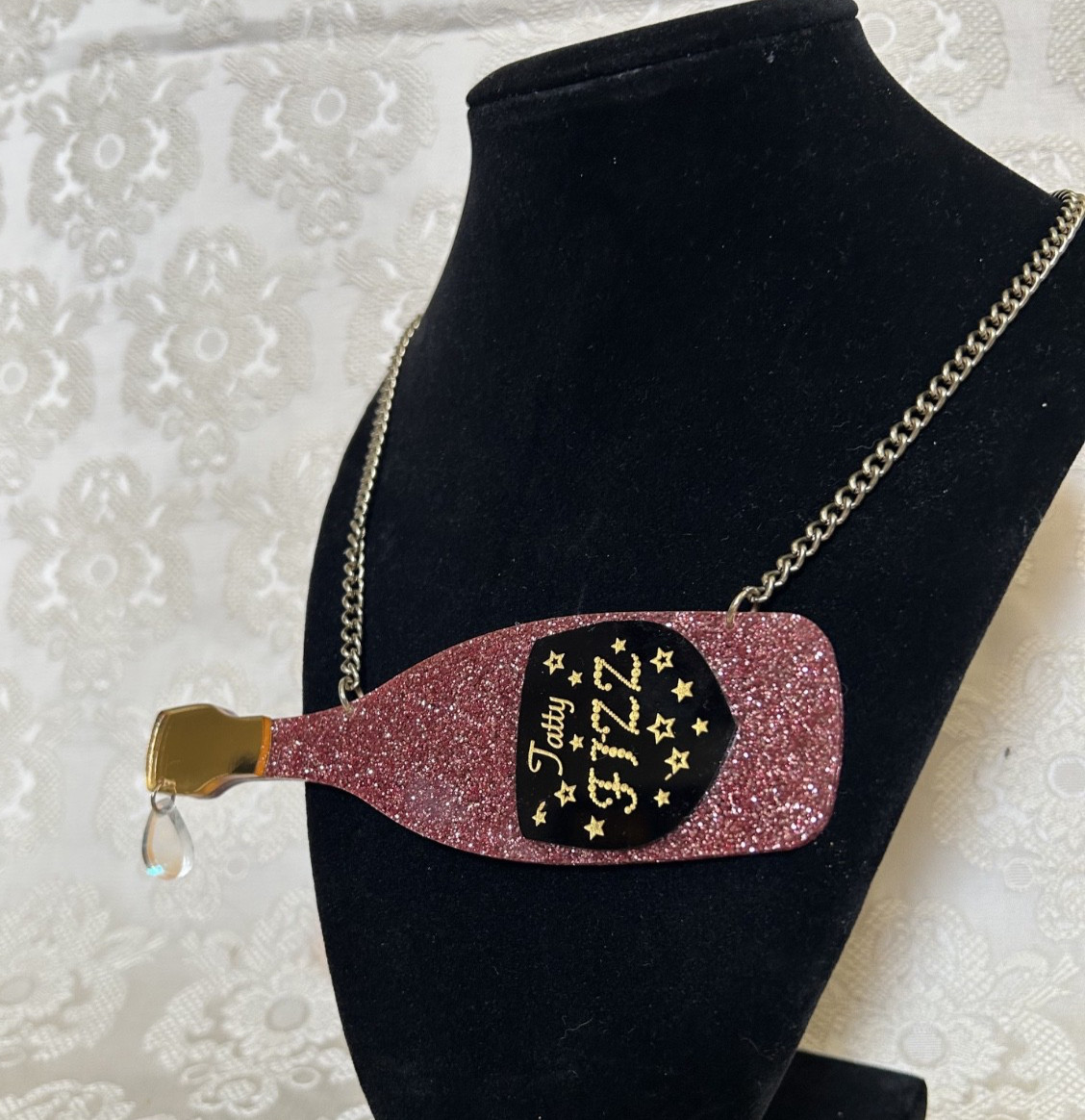 Collectable Tatty Devine Acrylic Fizz Champaigne Bottle Necklace