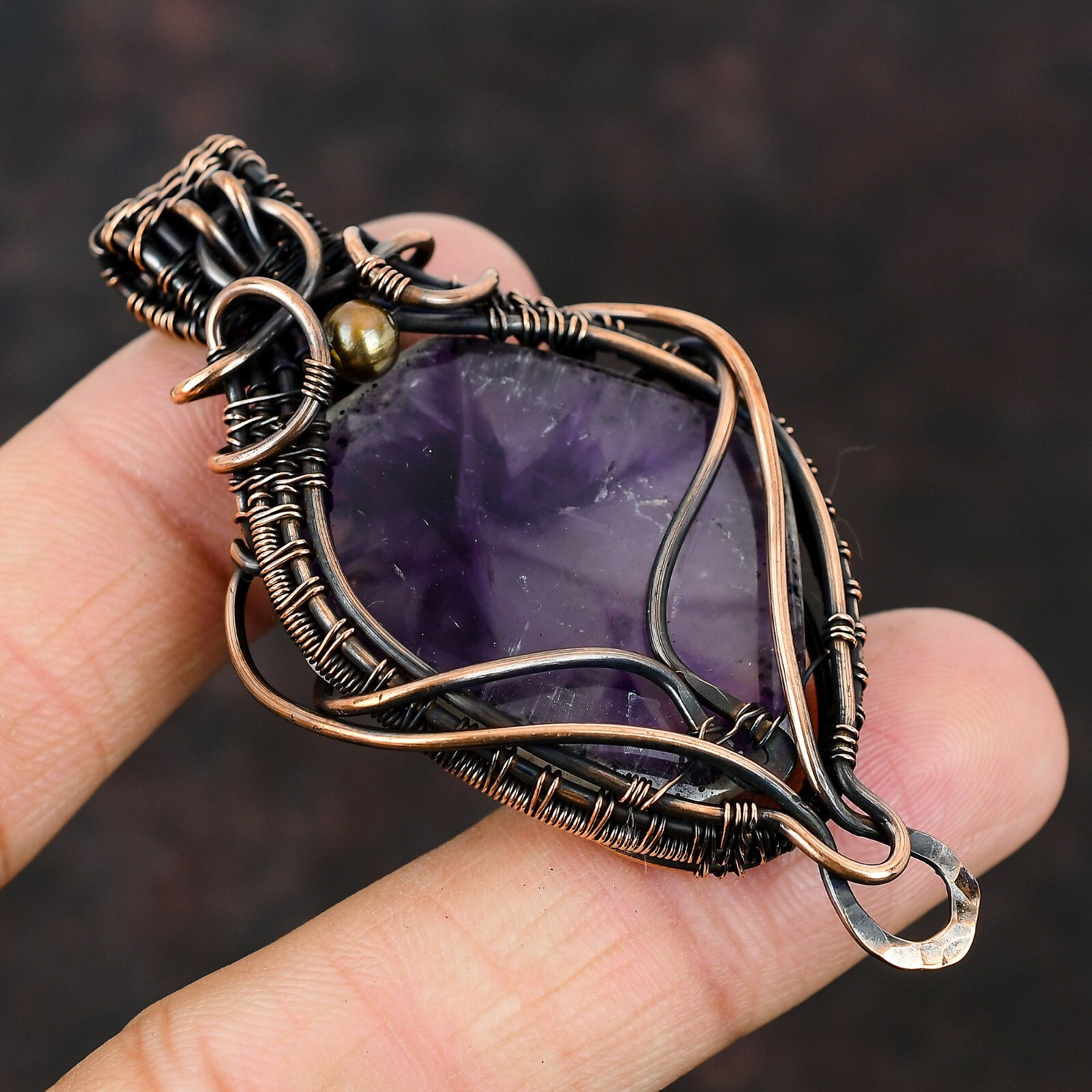 Super 23 Amethyst Gemstone Jewelry Copper Wire Wrapped Pendant For Women 2.76″