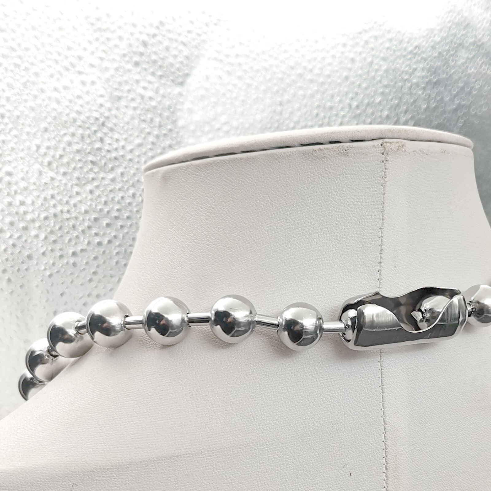 12mm 30inch Mens Necklace Stainless Steel Ball Beaded Chain Silver Huge Large