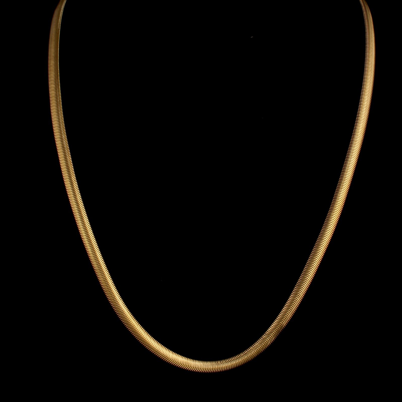 Gold Plated Snake Chain Necklace for Men & Women Smooth Flat Link Chain