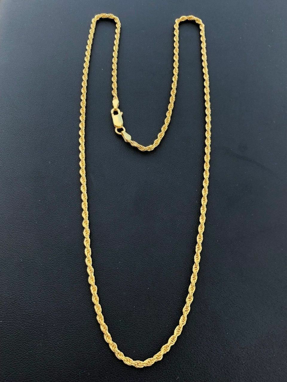 Rope Chain 14K Gold Plated Solid 925 Silver MADE IN ITALY Men’s Women’s 2.5mm