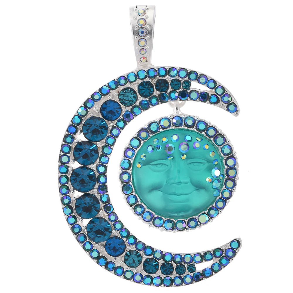 Kirks Folly Moondust 18mm Goddess Seaview Moon Foldover Pendant sst azure