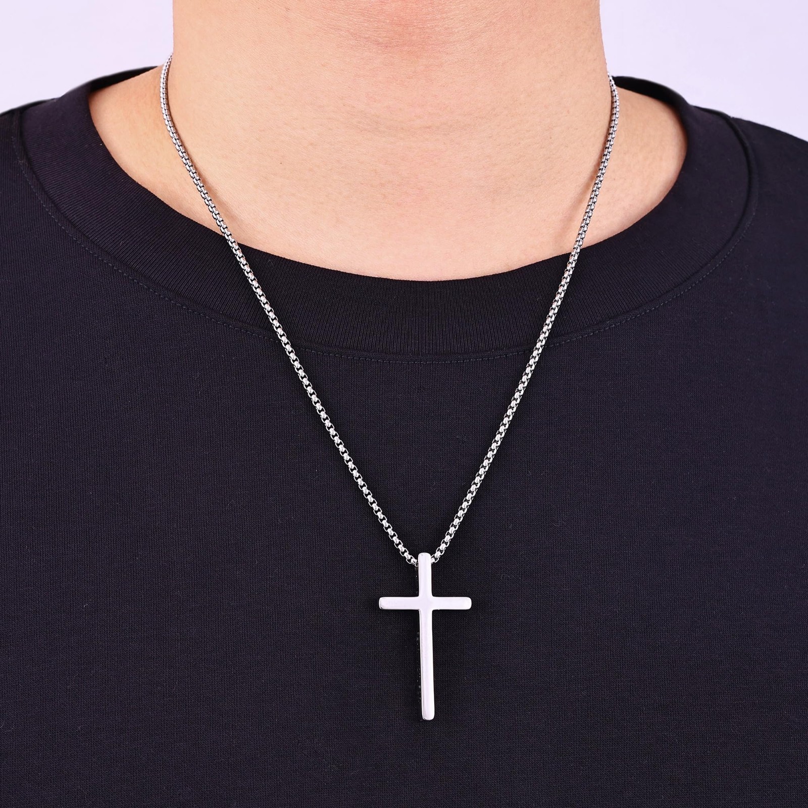 Personalized Cross Necklace for Men Women Custom Engraved Cross Pendant Necklace