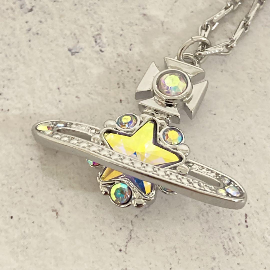 Vivienne Westwood Necklace Star Orb Silver Rhinestone w/drawstring