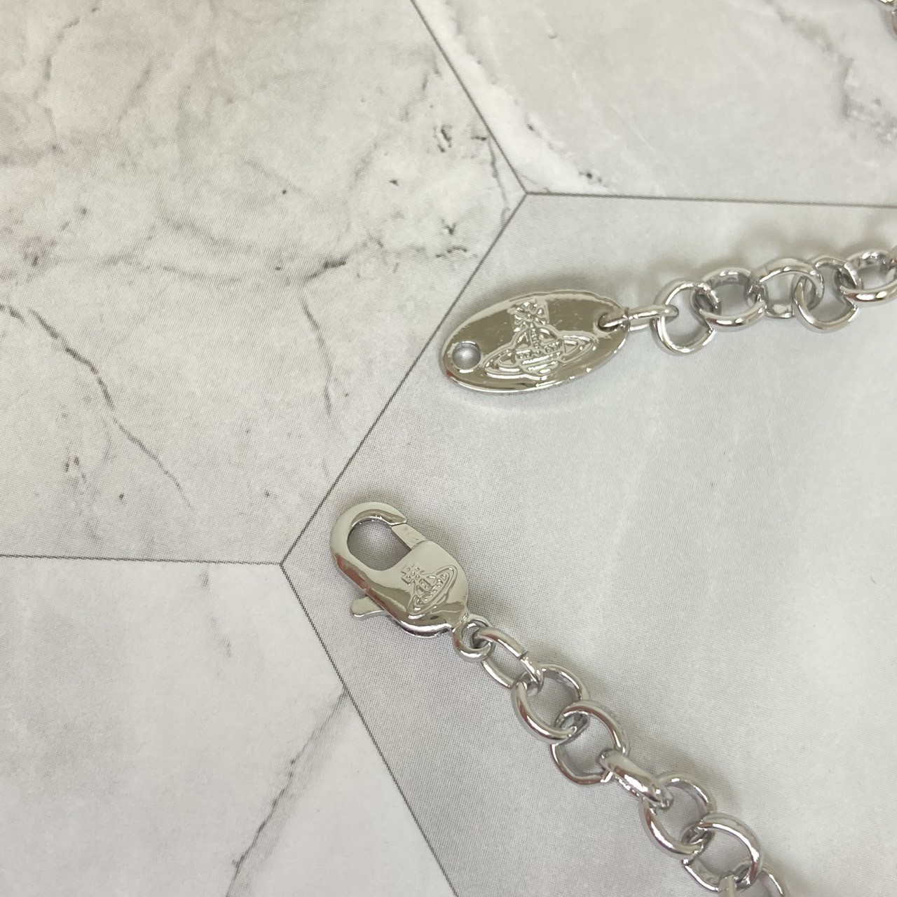 Vivienne Westwood Necklace Small Orb Silver Clear 80cm Top 4.5cm w/Pouch NO BOX