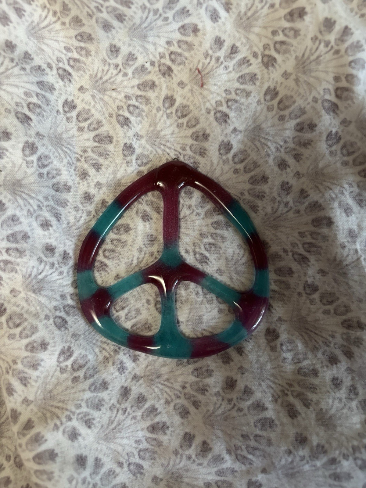 Peace Theme Teal & Purple Plastic Peace Sign Pendant Charm, No Stone, No Chain