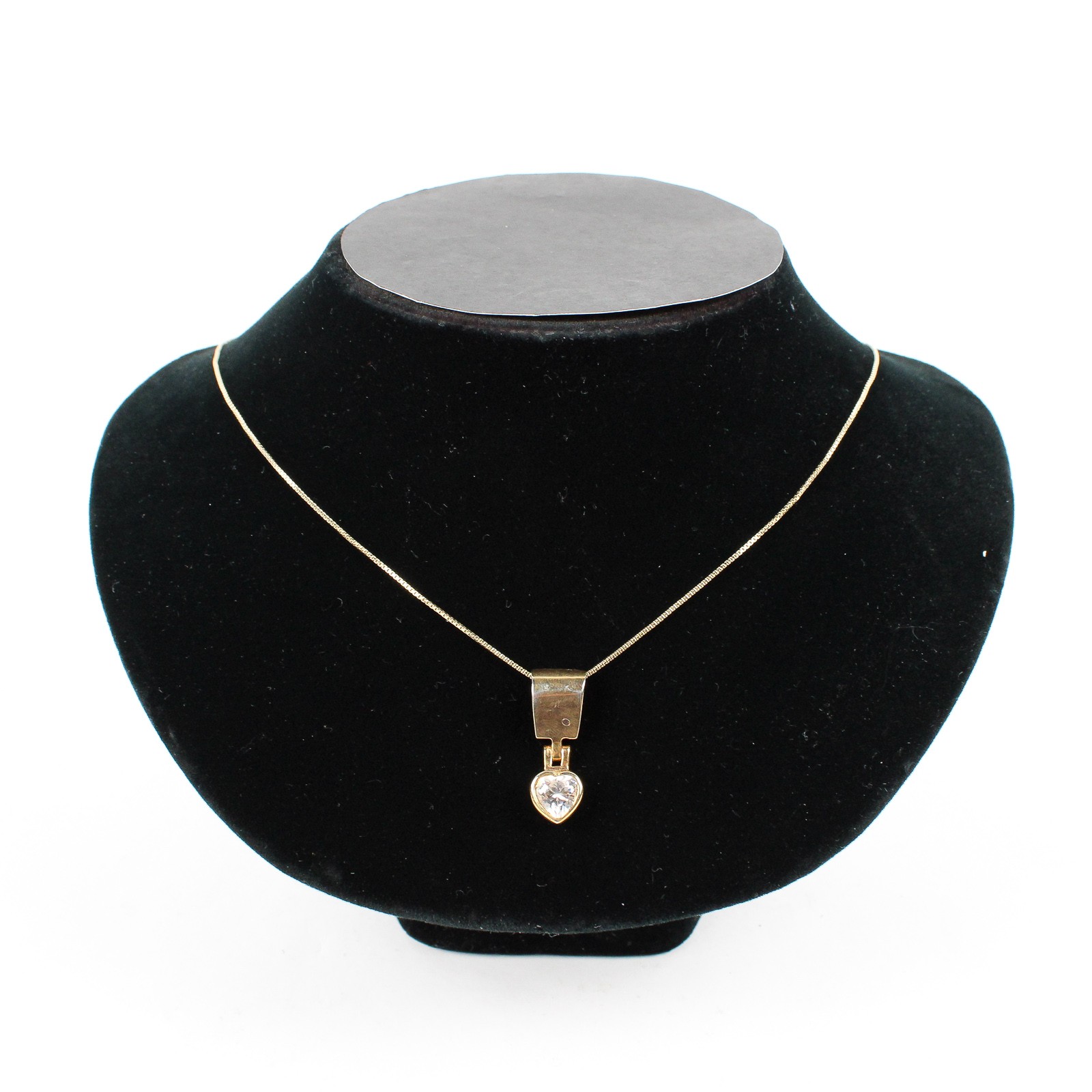 Cubic Zirconia Pendant Heart FAS Designer 925 Italy Necklace 19″ Box Chain Gold