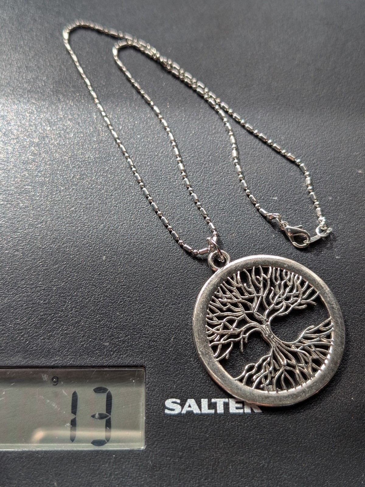 Tree of Life Pendant Diameter 40mm on Silver Tone Chain 16″ Brand NEW 13g in BOX