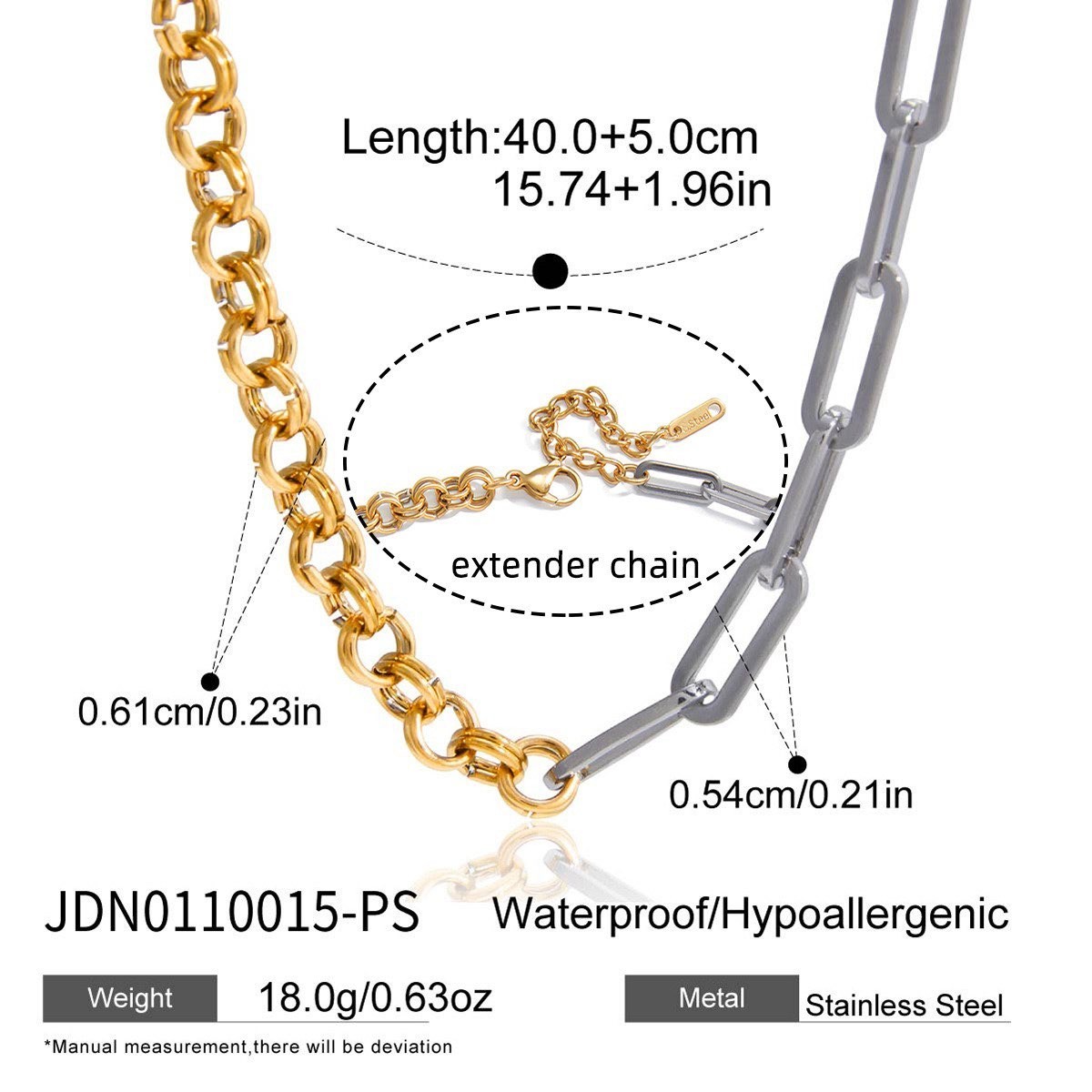 Fashion Woman 18k Gold Plated Thick Paper Clip Rolo Chain Necklace Anti-tarnish